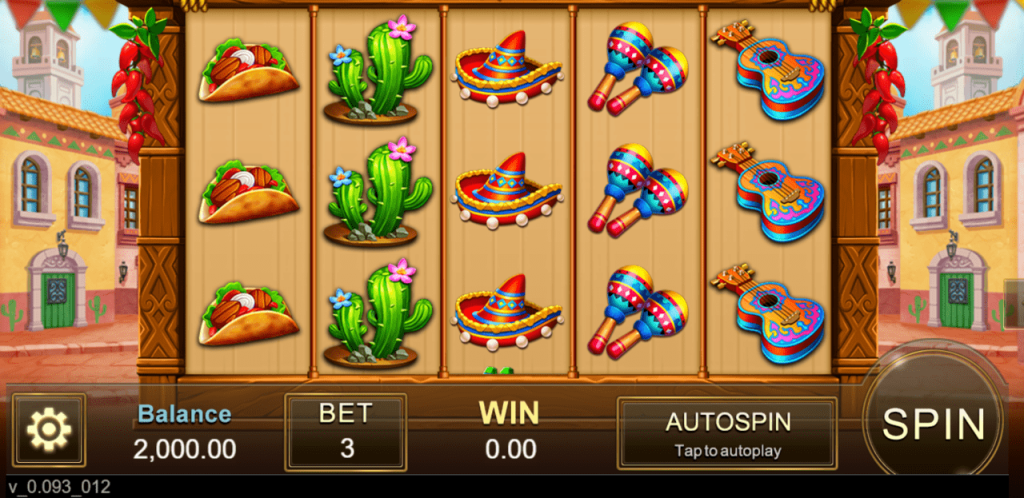 Hot Chilli slot game with 5 reels, 25 paylines, Free Game bonus, and WILD locked reels offering up to 2000x rewards.