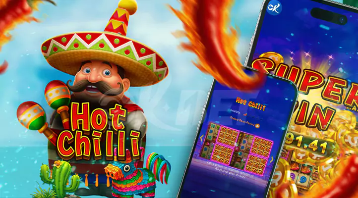 Hot Chilli slot game featuring 5 reels, 25 paylines, Free Game, and WILD locked reels for exciting winning opportunities.

